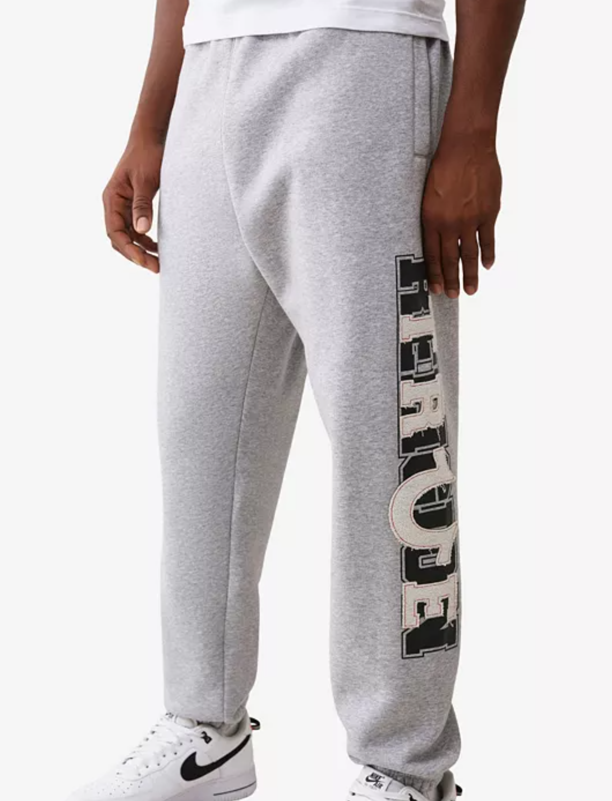Mens True Religion Applique Full-Zip Fleece Hoodie Set (Grey)